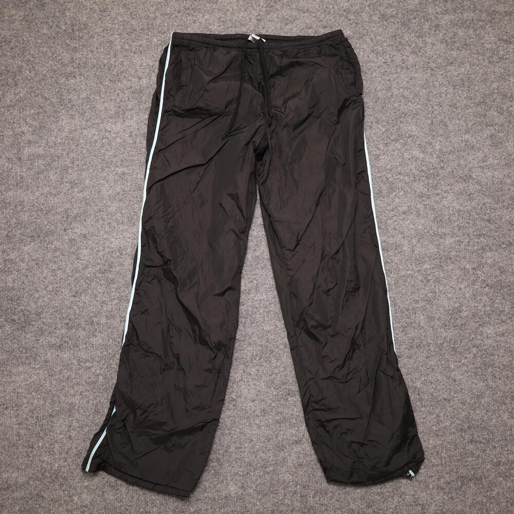 Vintage Old Navy Pants Mens Small Black Nylon Lined Track Side Stripe 2000s